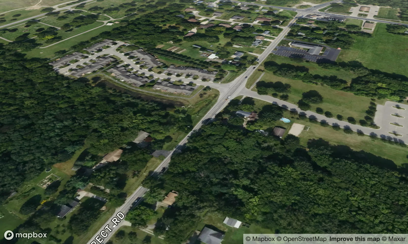 The Prospect Road area of Ypsilanti Township in daylight satellite